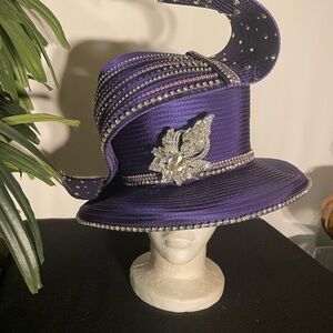 Chic Purple Women's Hat with Crystal Accents